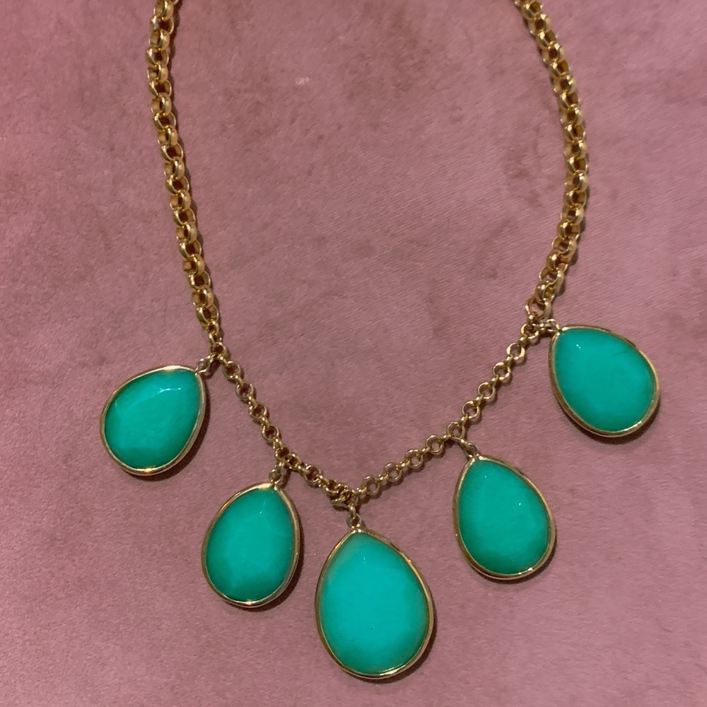 FOSSIL NECKLACE | GREEN STONE STATEMENT NECKLACE